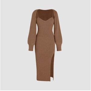 NEVER WORN! Coffee colored 2 piece dress. Brand: Cider.